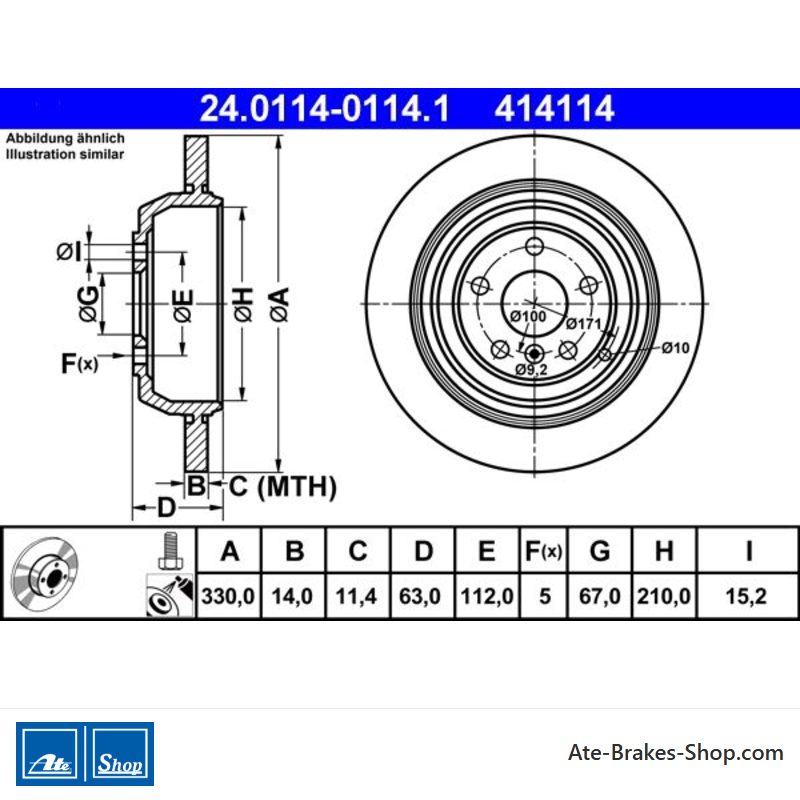 ATE Originale zweiteilige Bremsscheibe (24011401141) für Mercedes-Benz