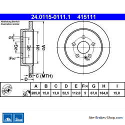 ATE Original 2 Pieces Brake Disk (24011501111) for Mercedes-Benz