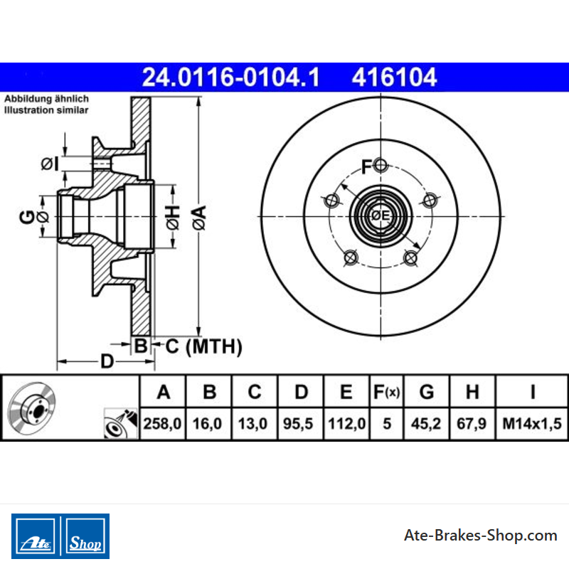 ATE Original 2 Pieces Brake Disk (24011601041) for Volkswagen (VW)
