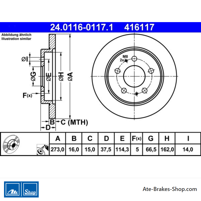 ATE Originele 2-delige remschijf (24011601171) voor Daihatsu