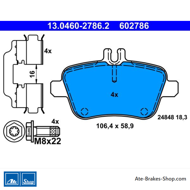 ATE originale Bremsbeläge (13046027862) für Mercedes-Benz