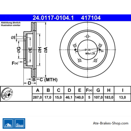 ATE Originale zweiteilige Bremsscheibe (24011701041) für Suzuki