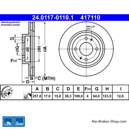 ATE Original 2 Pieces Brake Disk (24011701101) for Citroën, Mitsubishi, Peugeot