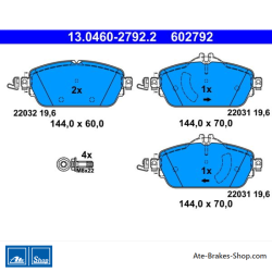 ATE original brake pads (13046027922) for Mercedes-Benz