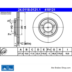 ATE Original 2 Pieces Brake Disk (24011801211) for Daihatsu
