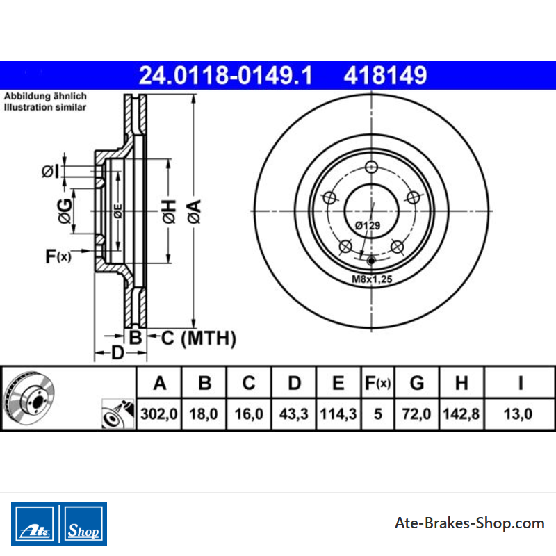 ATE Originale zweiteilige Bremsscheibe (24011801491) für Mazda