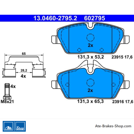 ATE originale Bremsbeläge (13046027952) für BMW, Mini