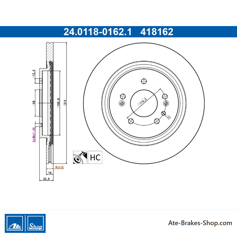 ATE Original-2-teilige Bremsscheibe (24011801621) für den Hyundai