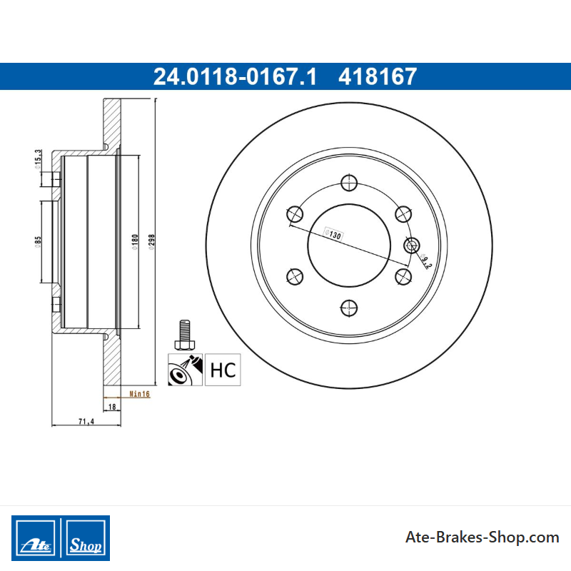 ATE Disque de frein original en 2 pièces (24011801671) pour Mercedes-Benz