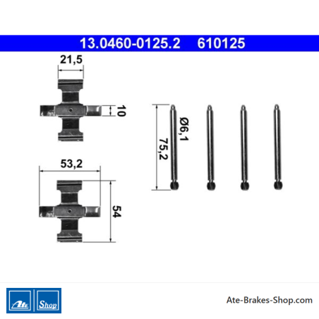 ATE Originele remblokaccessoirekit (13046001252) voor BMW