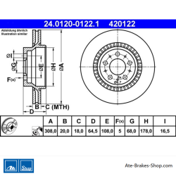 ATE Disco de freno original de 2 piezas (24012001221) para Volvo