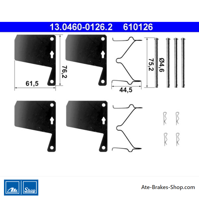 ATE Kit original de accesorios para pastillas de freno (13046001262) para Ford
