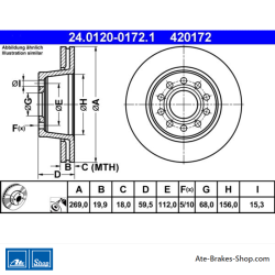 ATE Originele 2-delige remschijf (24012001721) voor Audi