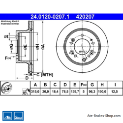 ATE Original 2 Pieces Brake Disk (24012002071) for Kia