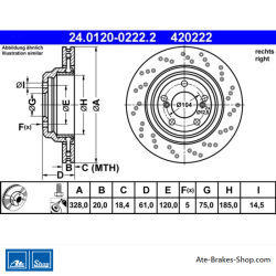 ATE Disco de freno original (24012002222) para BMW