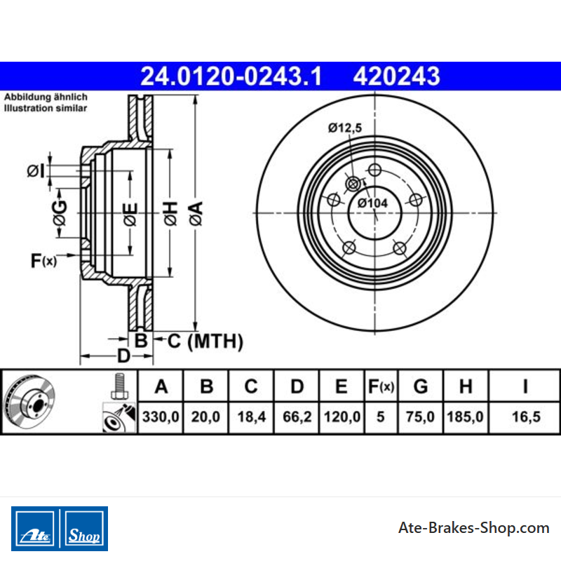 ATE Original Brake Disk (24012002431) for BMW