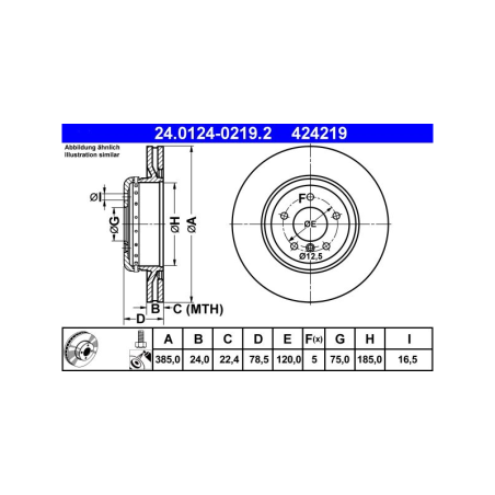 2 Pieces ATE Brake Disc (2401240219202) for BMW