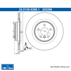ATE Disco de freno original de 2 piezas (24012002661) para BMW, Mini