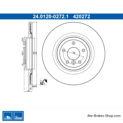 ATE Disque de frein original en 2 pièces (24012002721) pour Jaguar