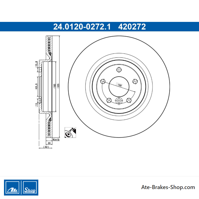 ATE Disco de freno original de 2 piezas (24012002721) para Jaguar
