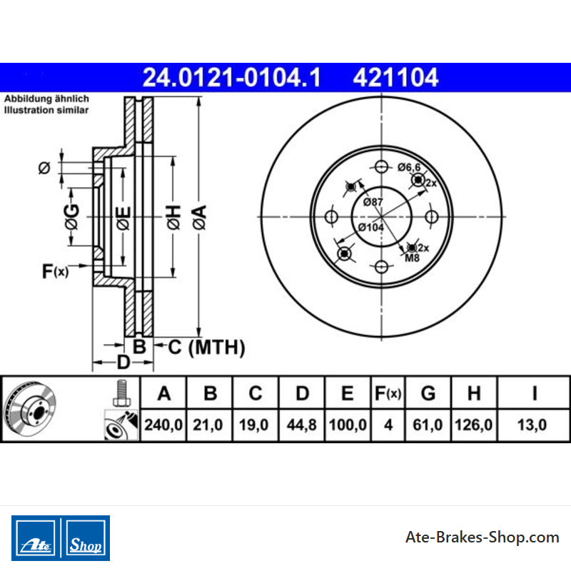 ATE Originele 2-delige remschijf (24012101041) voor Honda