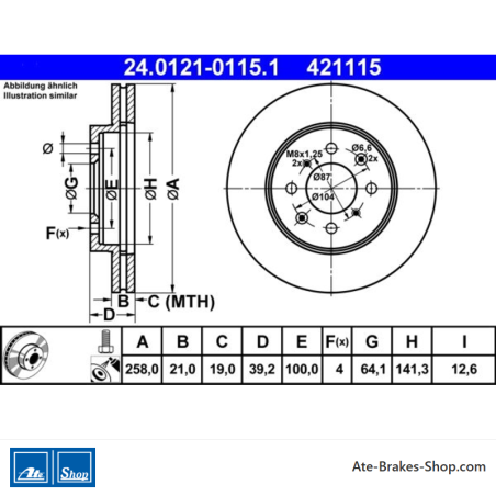 ATE Originele 2-delige remschijf (24012101151) voor Honda