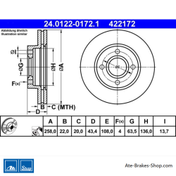 ATE Original 2 Pieces Brake Disk (24012201721) for Ford, Mazda