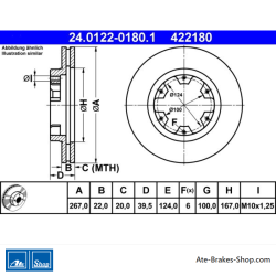 ATE Originale zweiteilige Bremsscheibe (24012201801) für Nissan