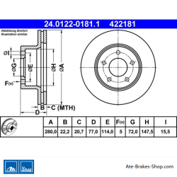 ATE Original 2 Teile Bremsscheibe (24012201811) für Jeep