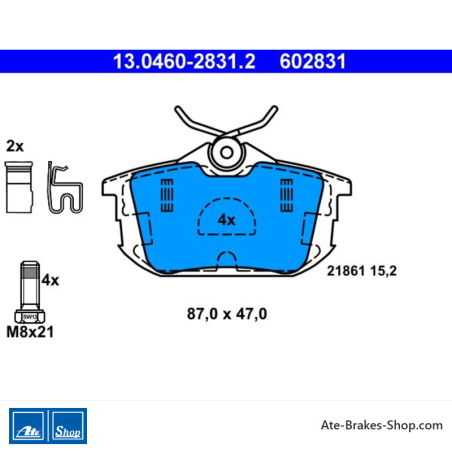 ATE original brake pads (13046028312) for Mitsubishi, Volvo