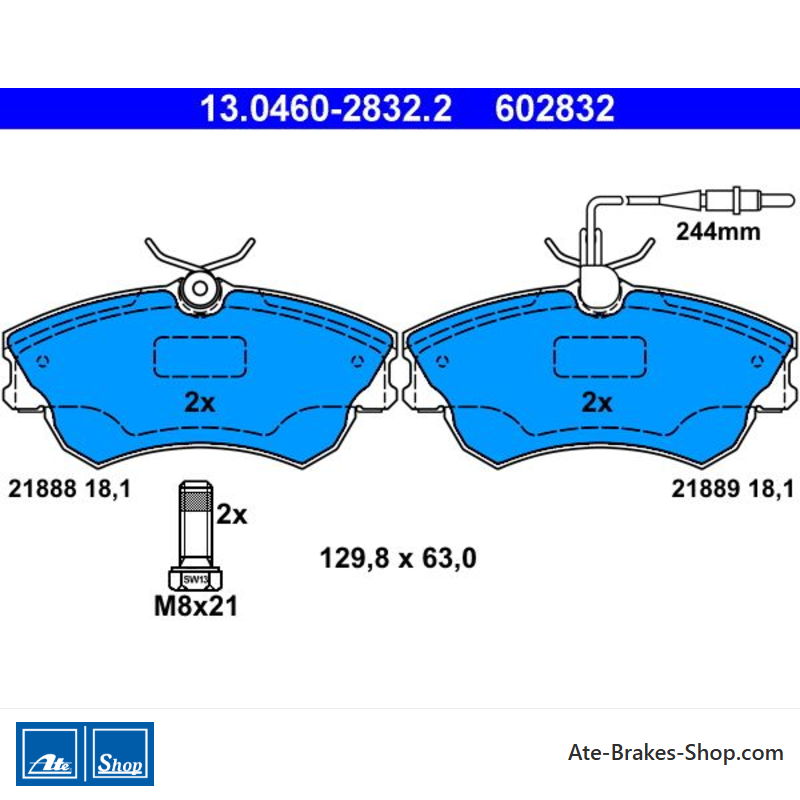 ATE original brake pads (13046028322) for Renault