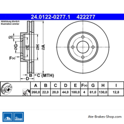 ATE Original 2 Pieces Brake Disk (24012202771) for Nissan