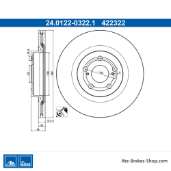 ATE Original 2 Pieces Brake Disk (24012203221) for Mazda, Toyota