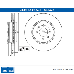 ATE Original 2 Pieces Brake Disk (24012203231) for Hyundai, Kia