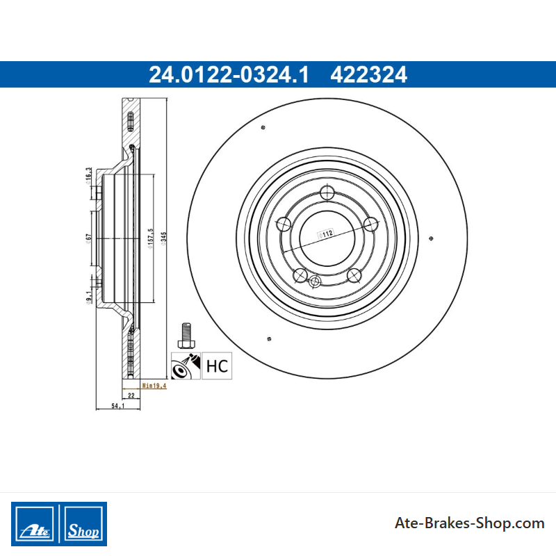 ATE Original Brake Disk (24012203241) for Mercedes-Benz