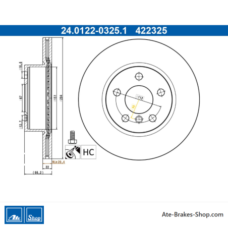 ATE Original 2 Pieces Brake Disk (24012203251) for BMW