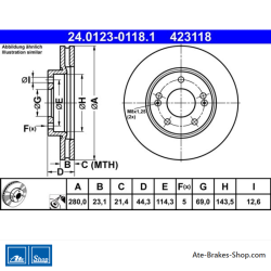 ATE Original-2-teilige Bremsscheibe (24012301181) für Hyundai, Kia