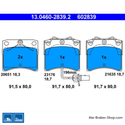 ATE originalen Bremsbelägen (13046028392) für Volkswagen (VW)