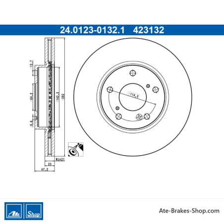 ATE Disco de freno original de 2 piezas (24012301321) para Honda