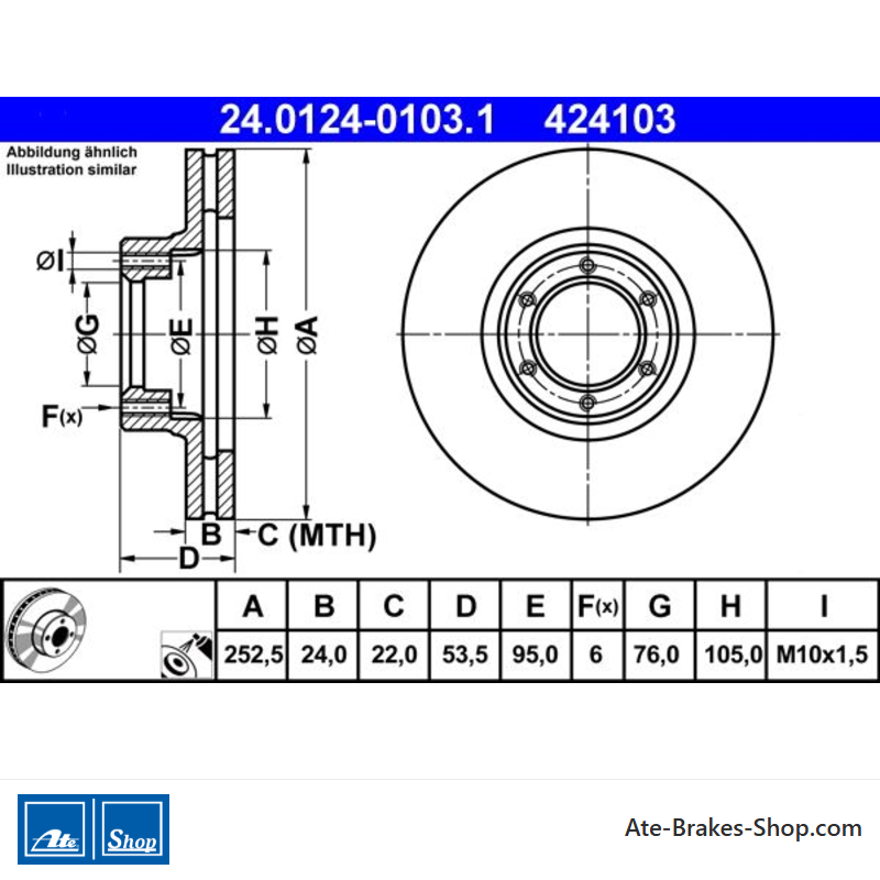 ATE Disque de frein original en 2 pièces (24012401031) pour Opel, Renault