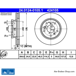 ATE Original-2-teilige Bremsscheibe (24012401051) für Ford, Mazda