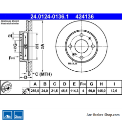 ATE Disco de freno original de 2 piezas (24012401361) para Hyundai, Kia, Mitsubishi y Volvo