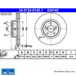 ATE Originale zweiteilige Bremsscheibe (24012401451) für Subaru, Toyota