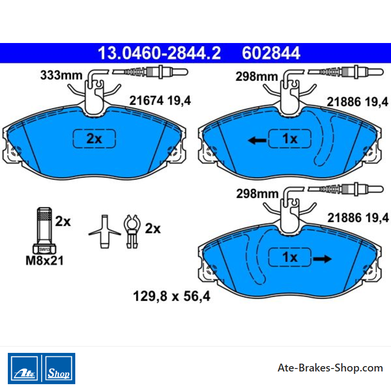 ATE original brake pads (13046028442) for Peugeot
