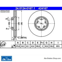 ATE Original 2 Pieces Brake Disk (24012401671) for Ford