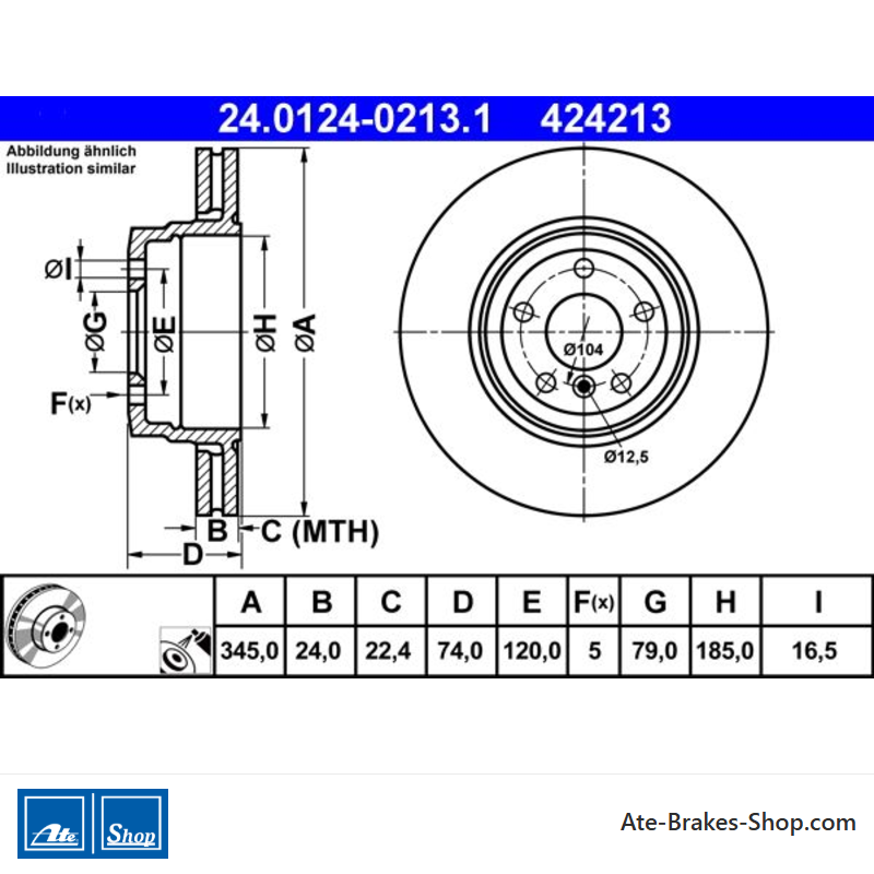ATE Originele remschijf (24012402131) voor BMW