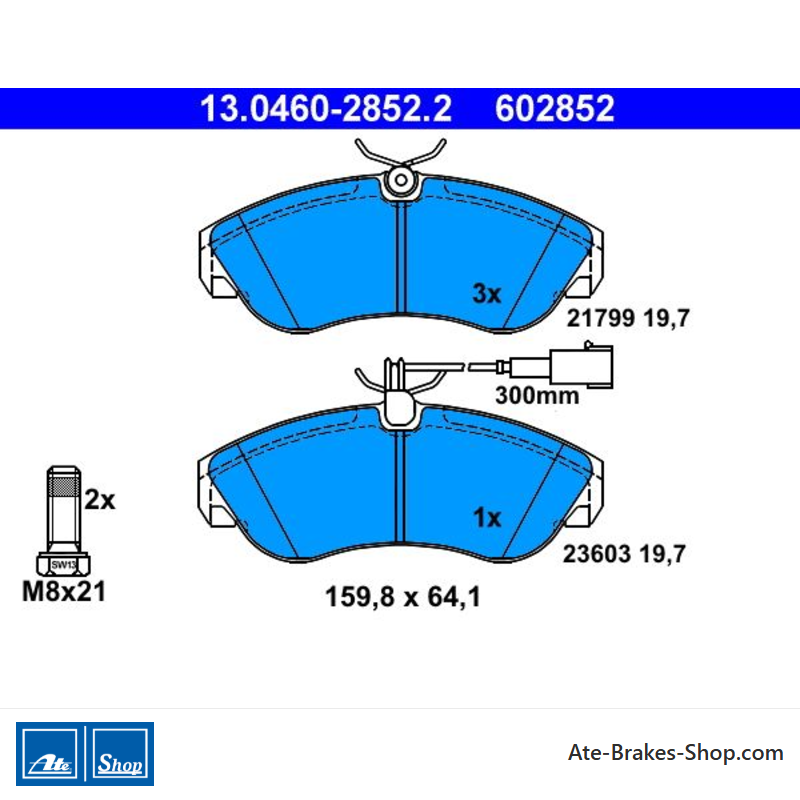 ATE originalen Bremsbelägen (13046028522) für Citroën, Fiat, Peugeot