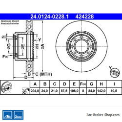 ATE Disque de frein d’origine (24012402281) pour Iveco