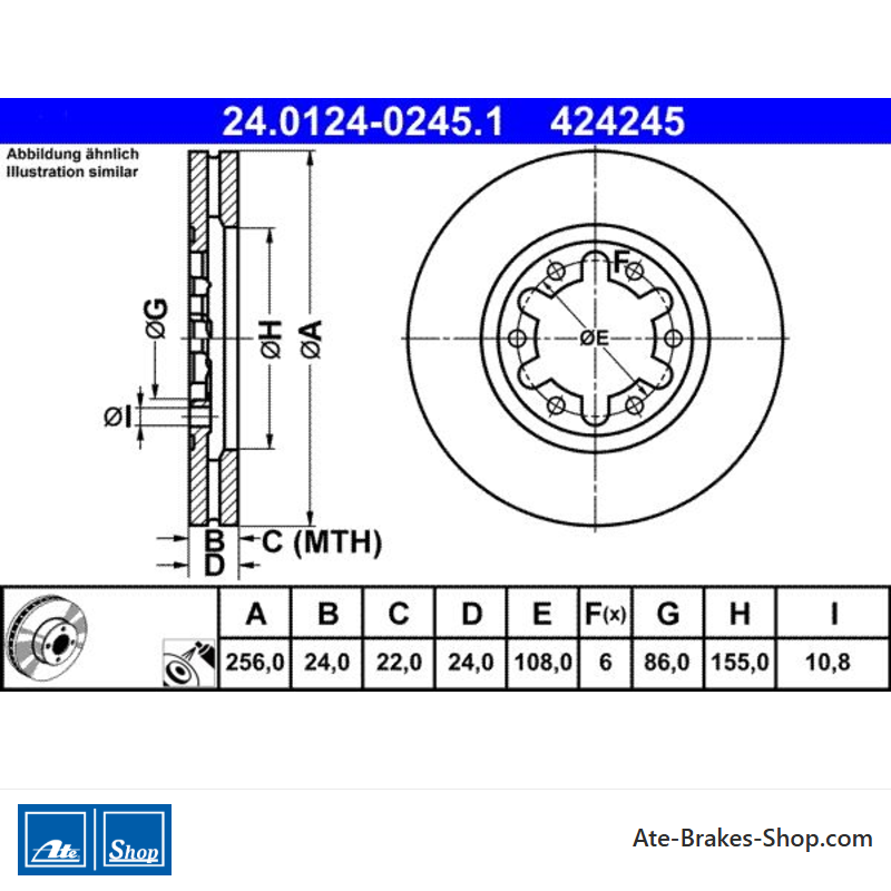 ATE Original 2 Pieces Brake Disk (24012402451) for Ford