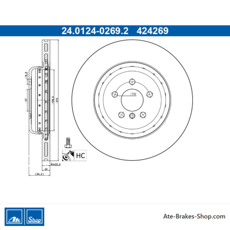 ATE Disque de frein d’origine (24012402692) pour BMW